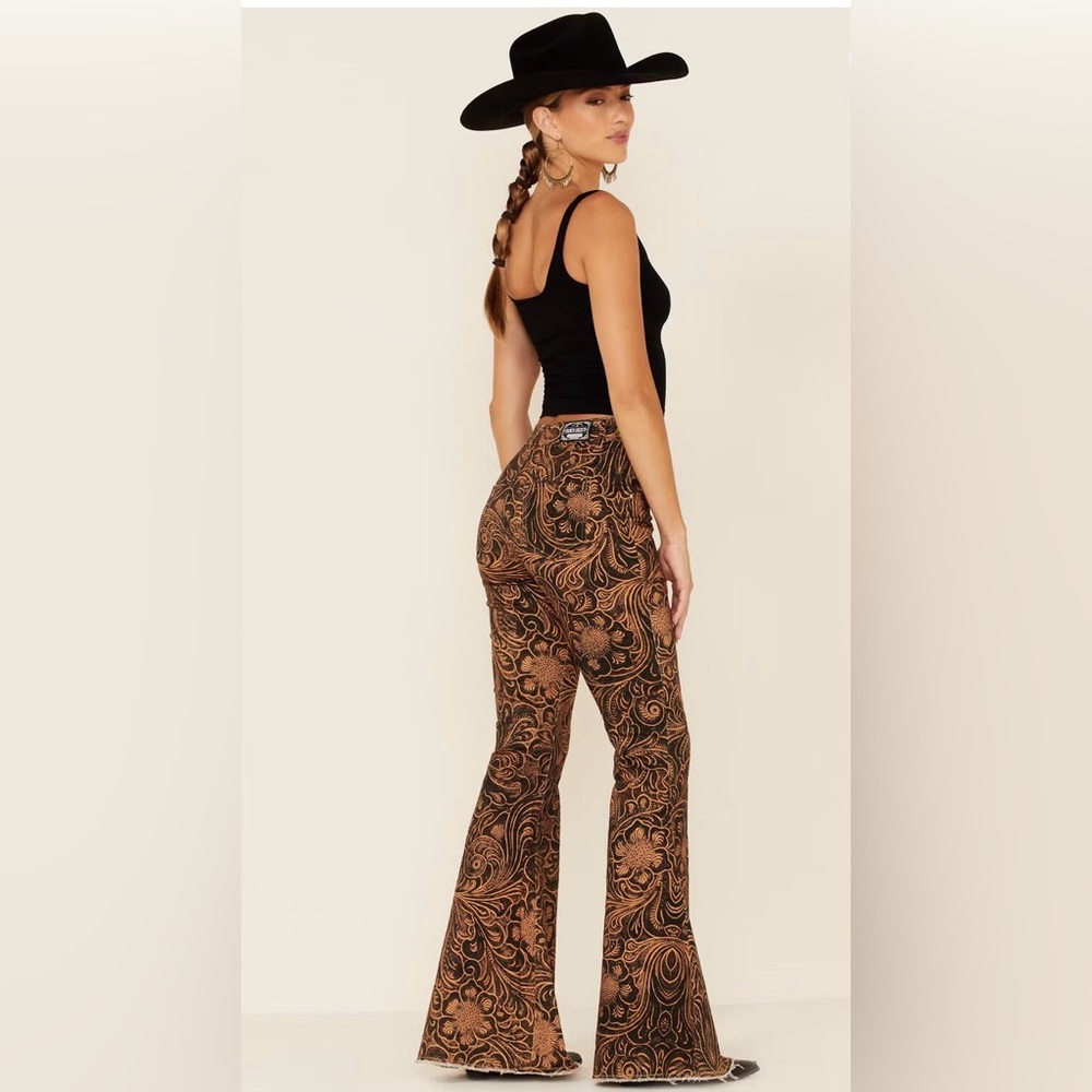 Women’s Brown Paisley Boot Cut Pants
